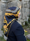 Siyah ve Gold Barok Desen Twill Eşarp