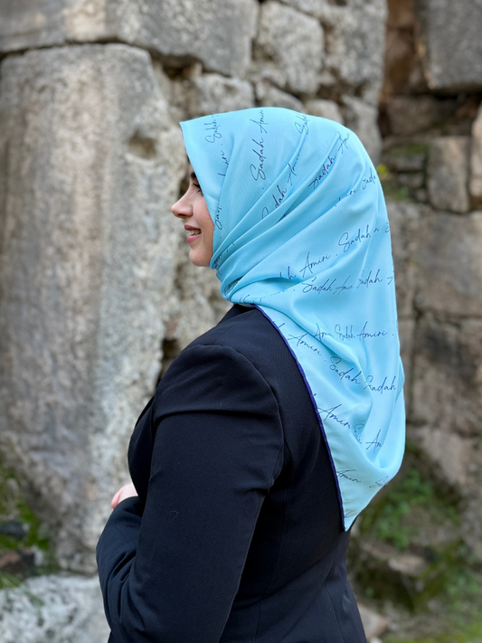 Signature Sadah Amiri Mavi Lacivert Twill Eşarp