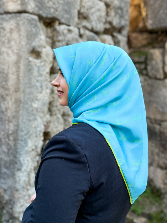 Signature Sadah Amiri Mavi Yeşil Twill Eşarp