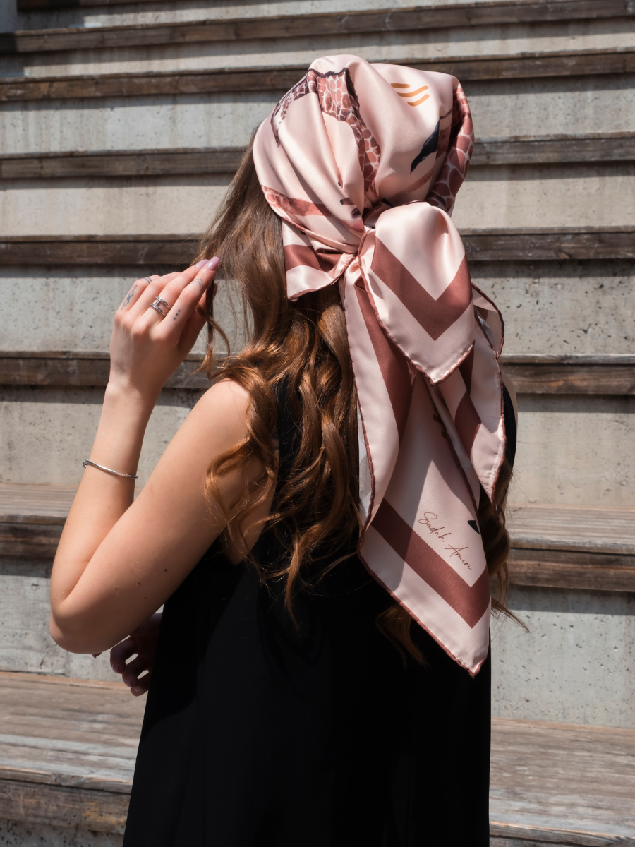 Giraffe Zürafa Desen Twill Eşarp