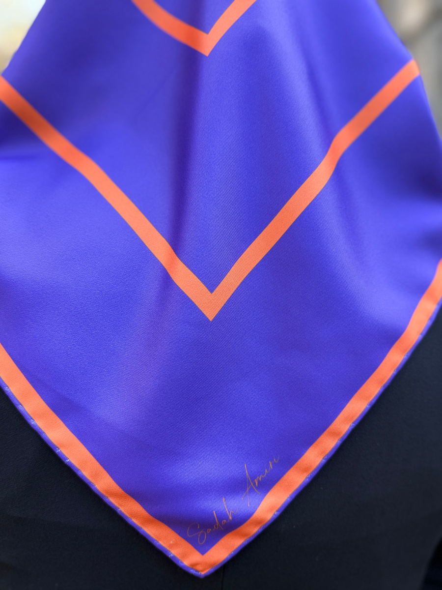 Square Mor Kare Desen Twill Eşarp