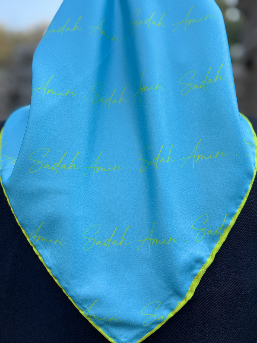 Signature Sadah Amiri Mavi Yeşil Twill Eşarp