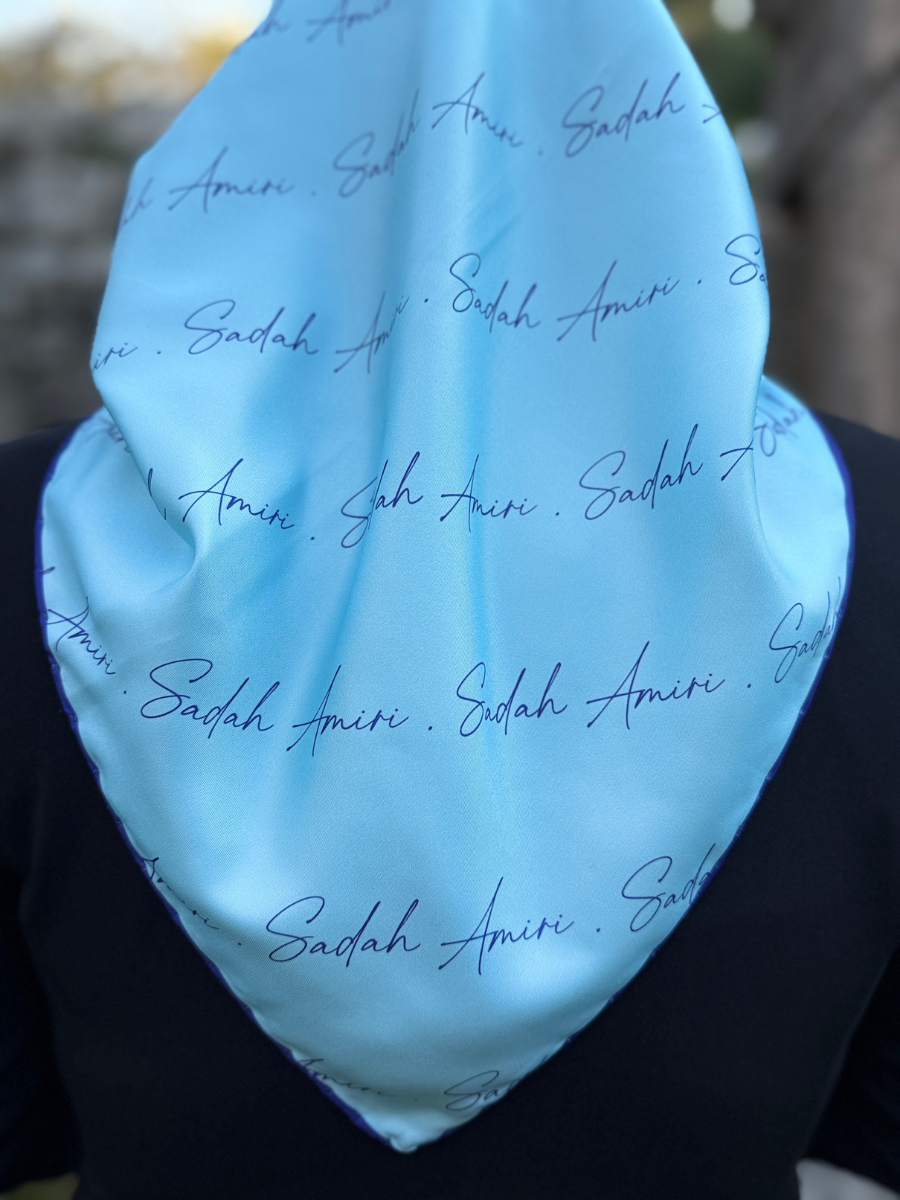Signature Sadah Amiri Mavi Lacivert Twill Eşarp