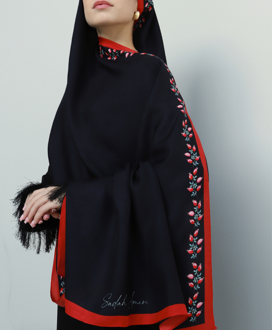 Kızılcık Şerbeti Floş Viskon Şal