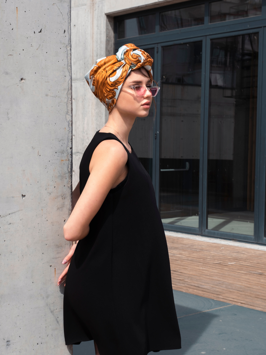 Baroque Yeşil Barok Desen Twill Eşarp