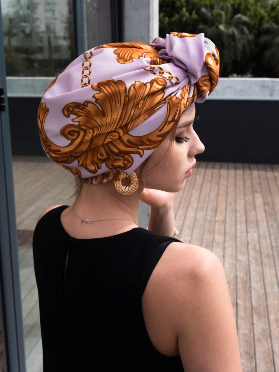 Baroque Pembe Barok Desen Twill Eşarp