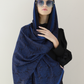 Hüma Hatun Lacivert Floş Viskon Şal