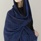 Hüma Hatun Lacivert Floş Viskon Şal