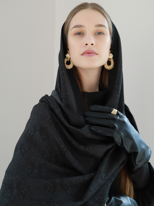 Mahrem Siyah Floş Viskon Şal